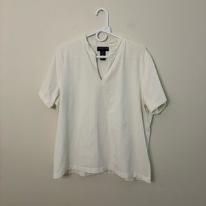 Charter Club Cream Short Sleeve Notch Neck Tee